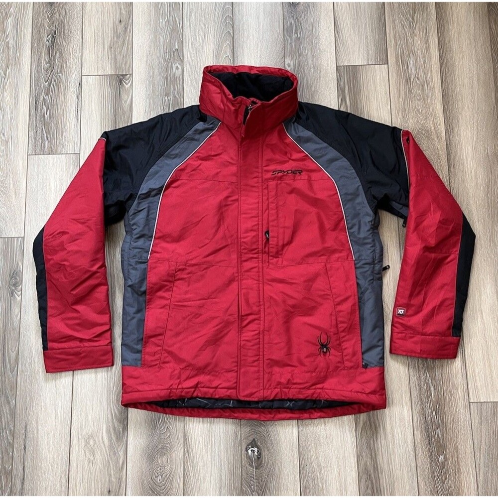 Spyder XSCAP Jacket Mens Sz M Red/Black Ski Insulated Full Zip XT Snow Coat